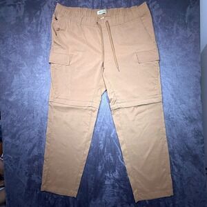 Lake & Trail Convertible Cargo Hiking Pants Mens XL Tan Nylon Stretch Zip Off